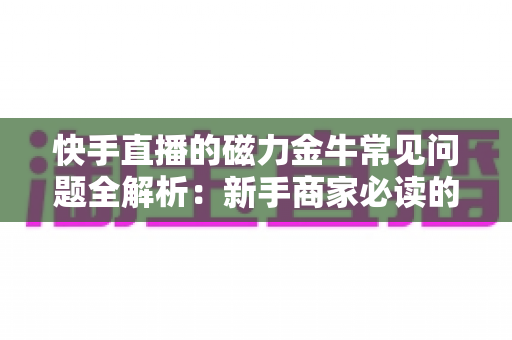 快手直播的磁力金牛常见问题全解析：新手商家必读的高效投放指南