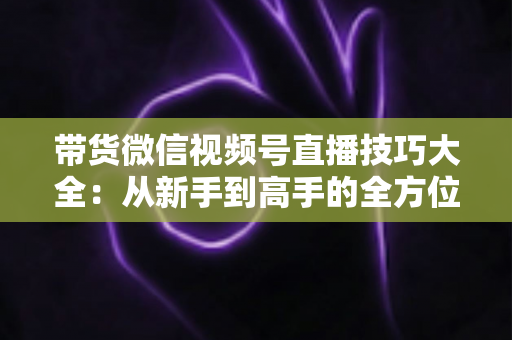 带货微信视频号直播技巧大全：从新手到高手的全方位实战指南