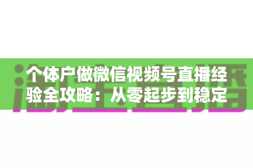 个体户做微信视频号直播经验全攻略：从零起步到稳定出单的实战心得