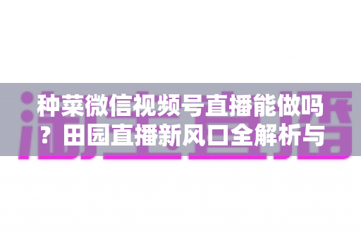 种菜微信视频号直播能做吗？田园直播新风口全解析与实操指南