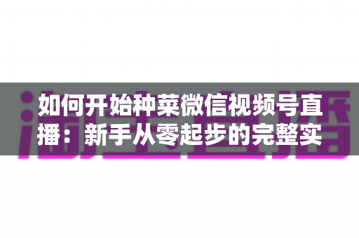 如何开始种菜微信视频号直播：新手从零起步的完整实战指南